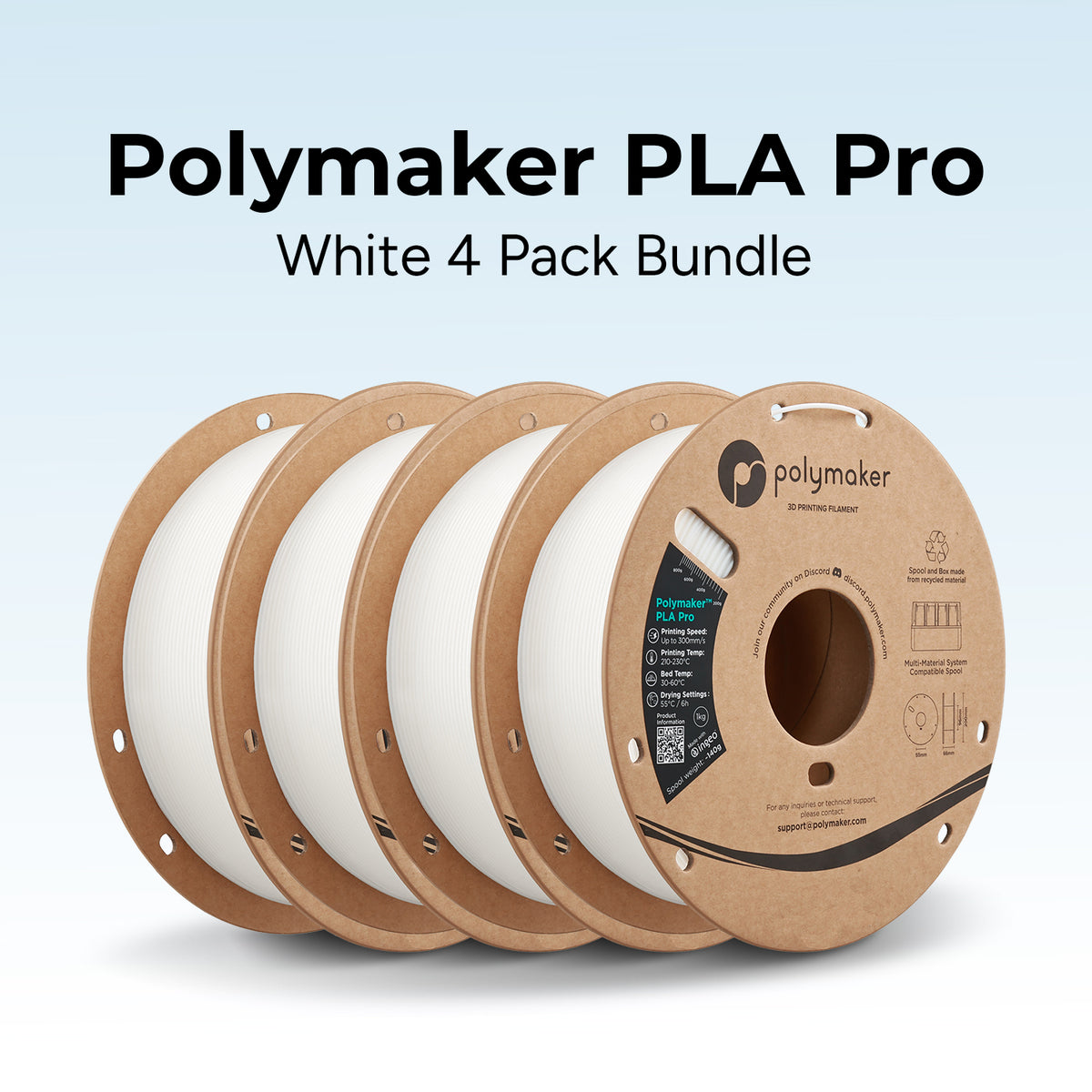 Polymaker™ PLA Pro White 4 Pack Bundle - $80.99
