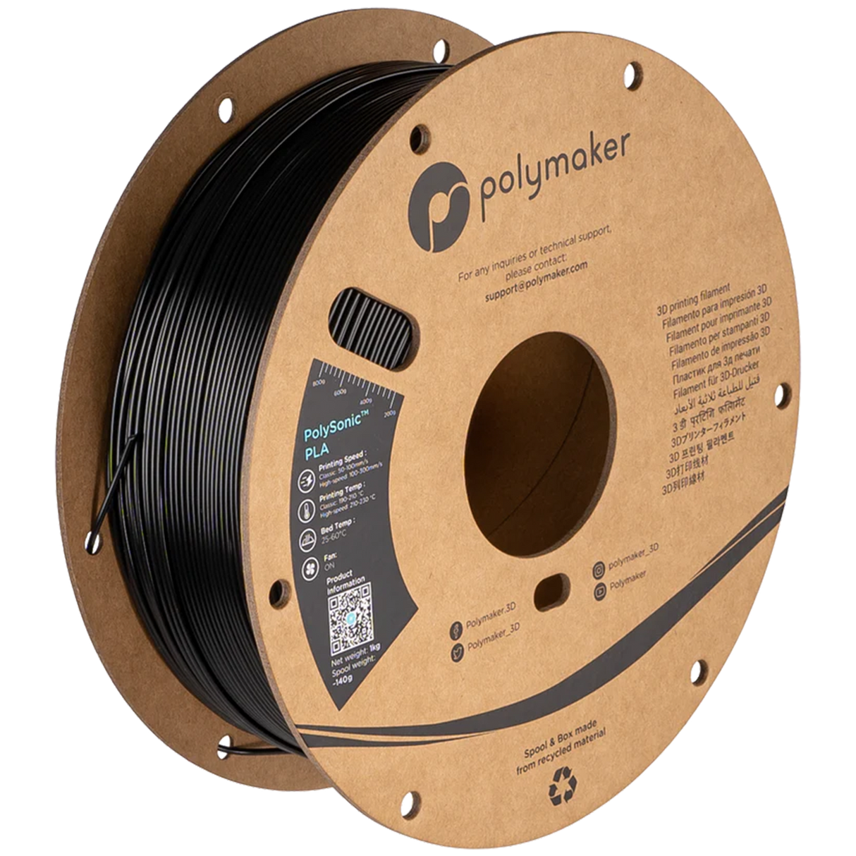 PolySonic PLA 1.75mm 3D printer filament | Polymaker showing PLA, Printing See