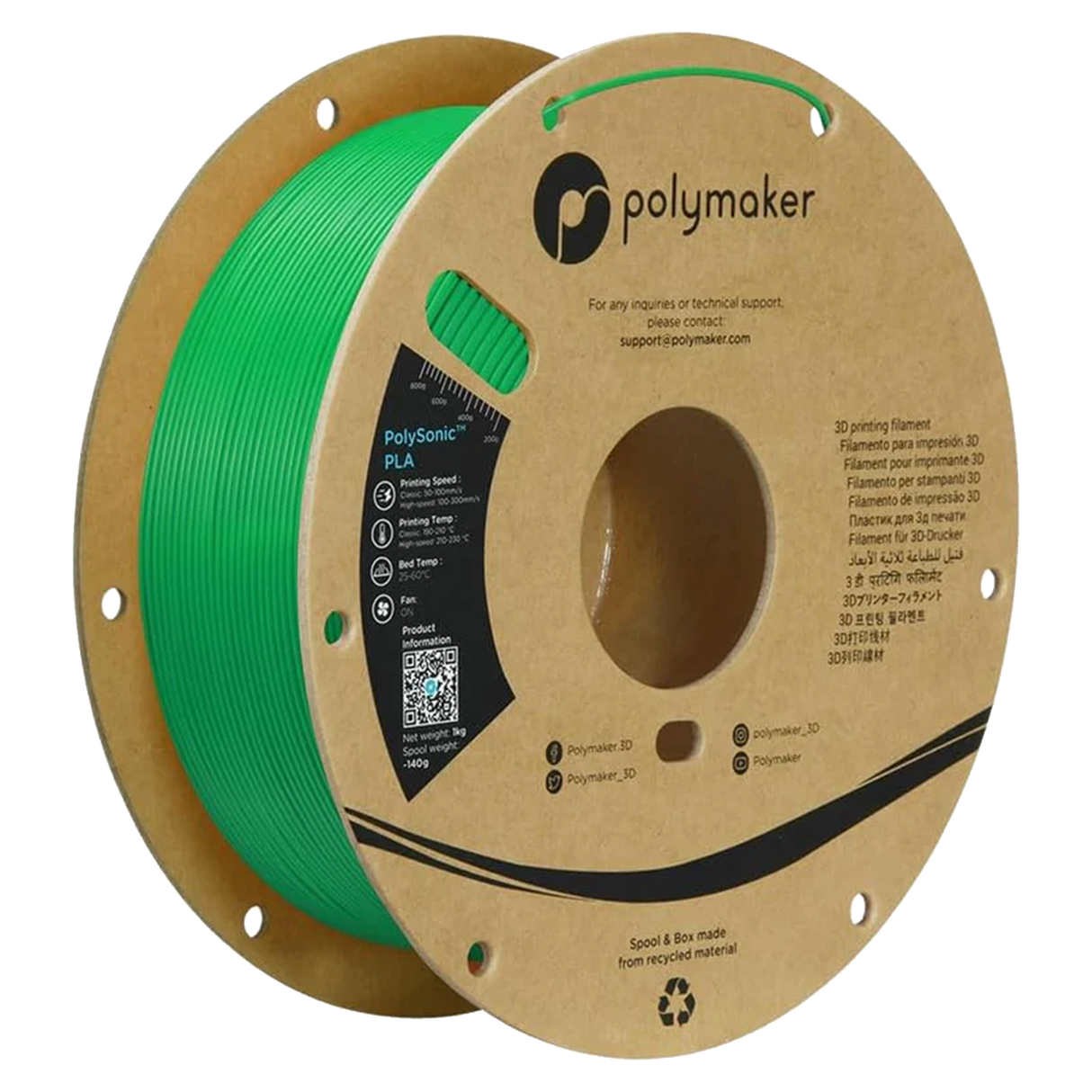 PolySonic PLA 1.75mm 3D printer filament | Polymaker showing PLA, Printing Teng