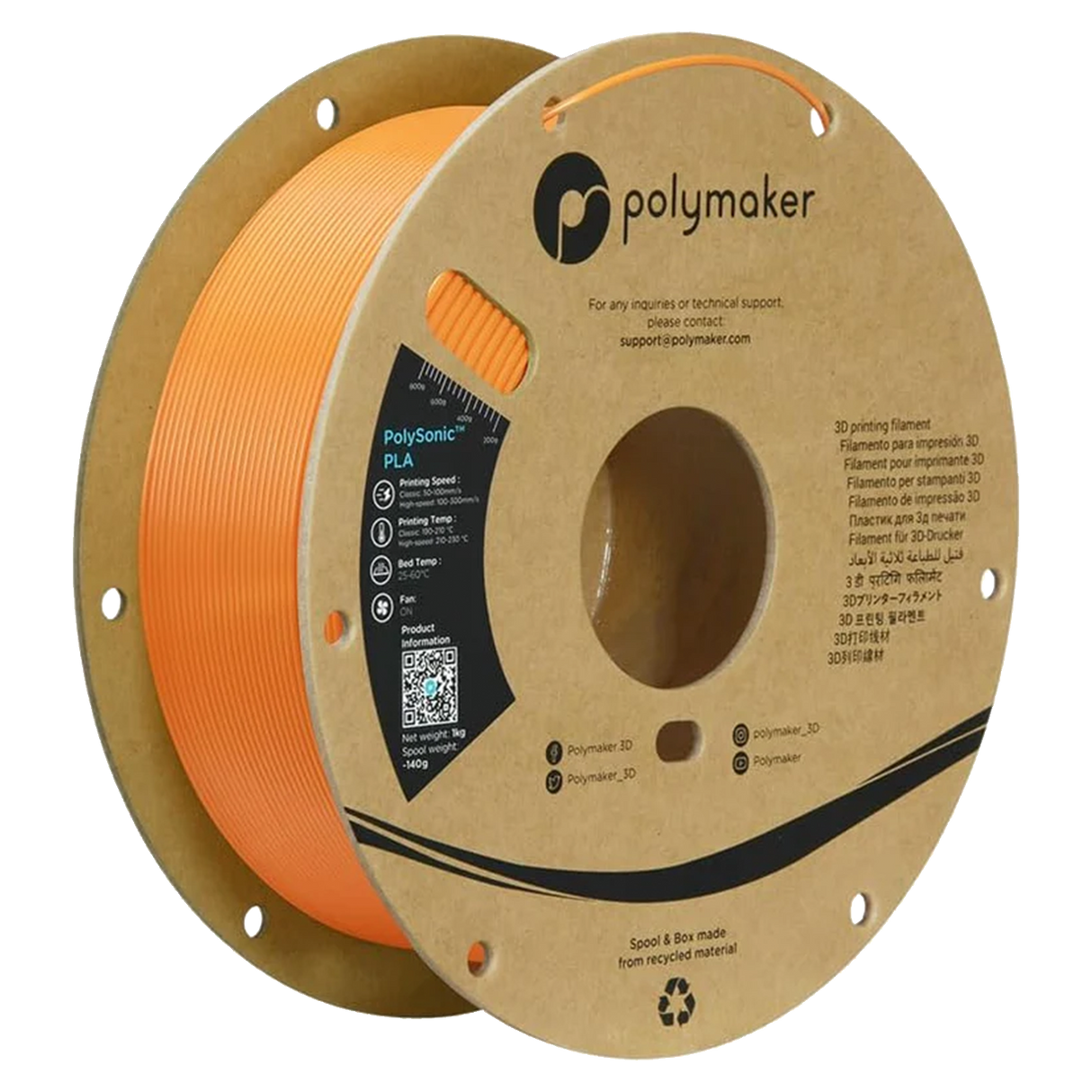 PolySonic PLA 1.75mm 3D printer filament | Polymaker showing PLA