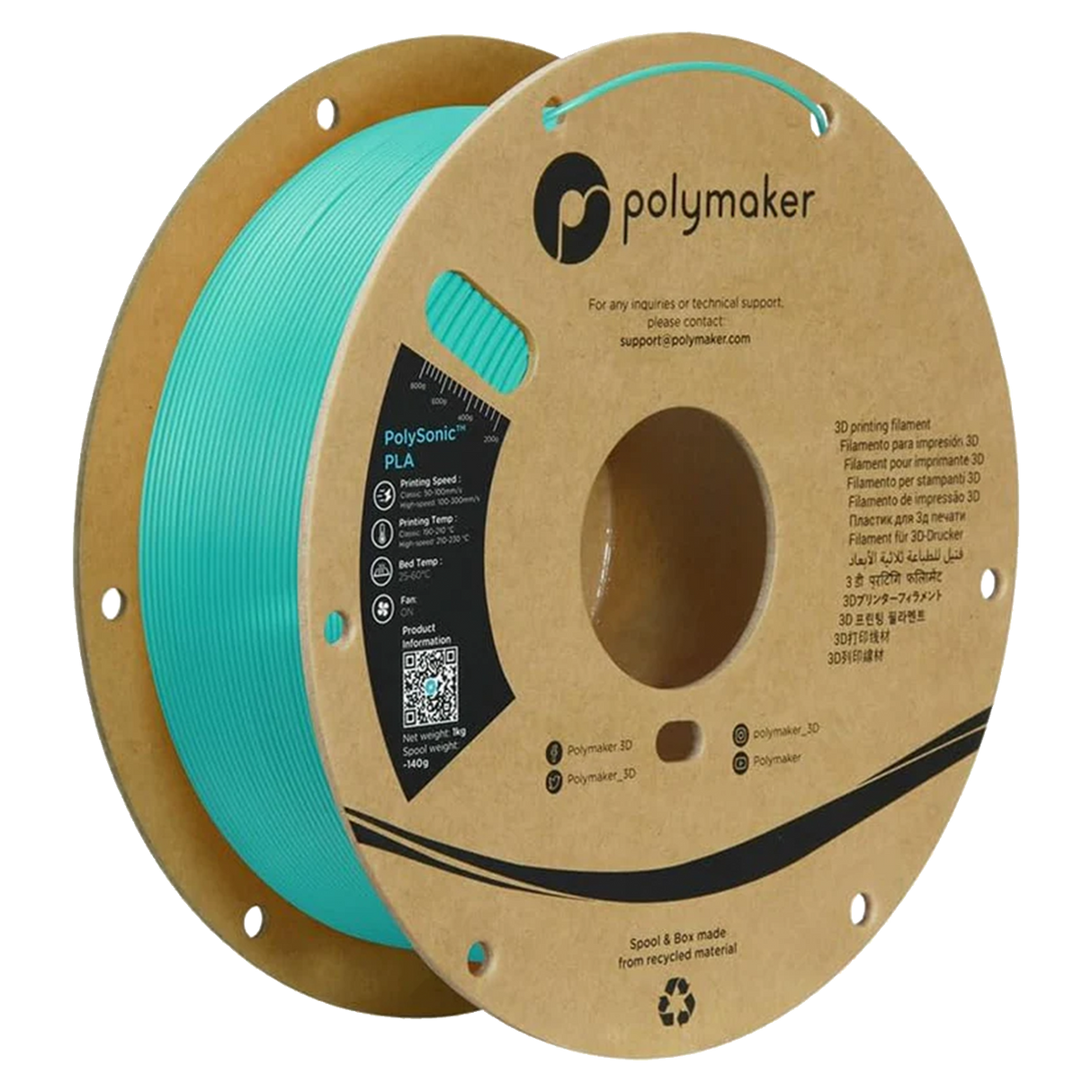 PolySonic PLA 1.75mm 3D printer filament | Polymaker showing PLA, Printing Teng