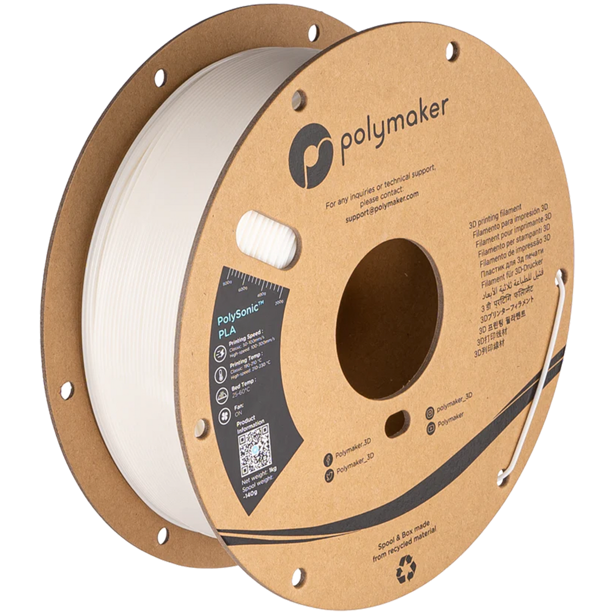 PolySonic PLA 1.75mm 3D printer filament | Polymaker showing PLA, tinting Speed