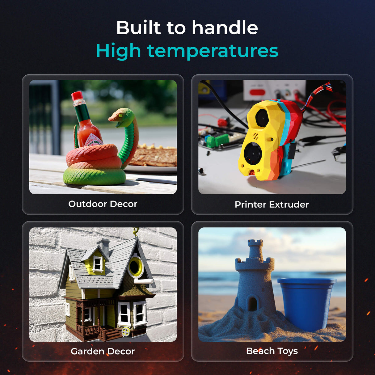 Polymaker HT-PLA 1.75mm 3D printer filament showing High temperatures, Printer Extruder
