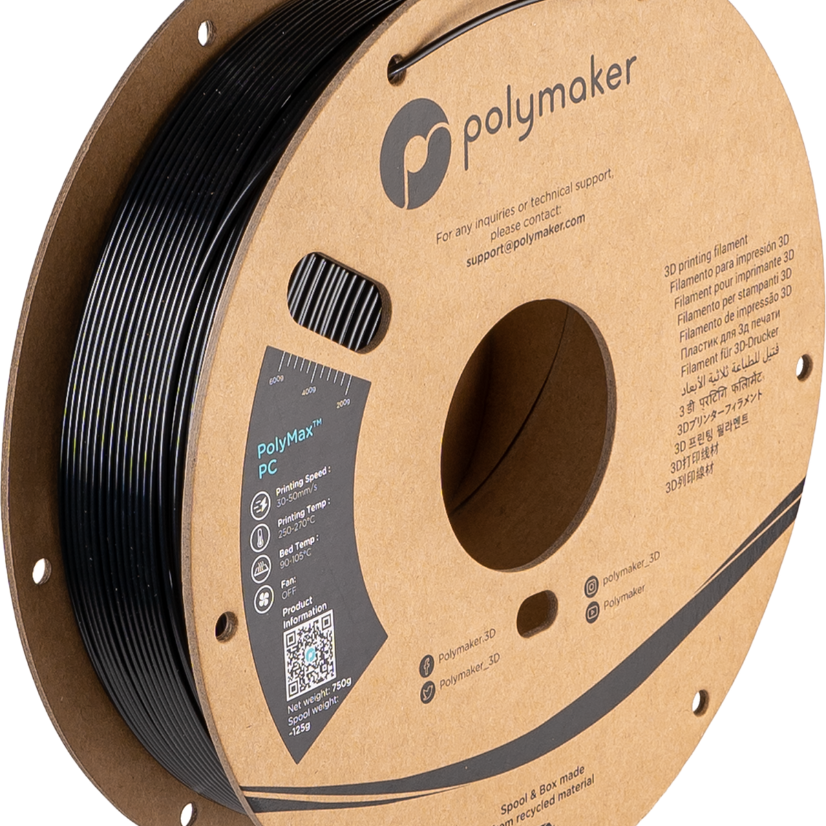 PolyMaker PolyMax PC フィラメント黒3kg PolyBox付 PolyMax™ PC – Polymaker