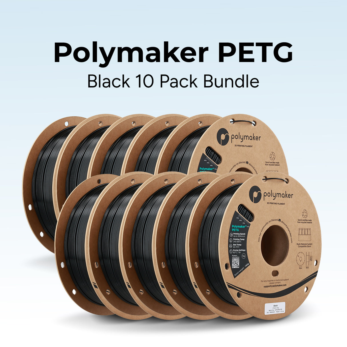 Polymaker PETG Black 10 Pack Bundle