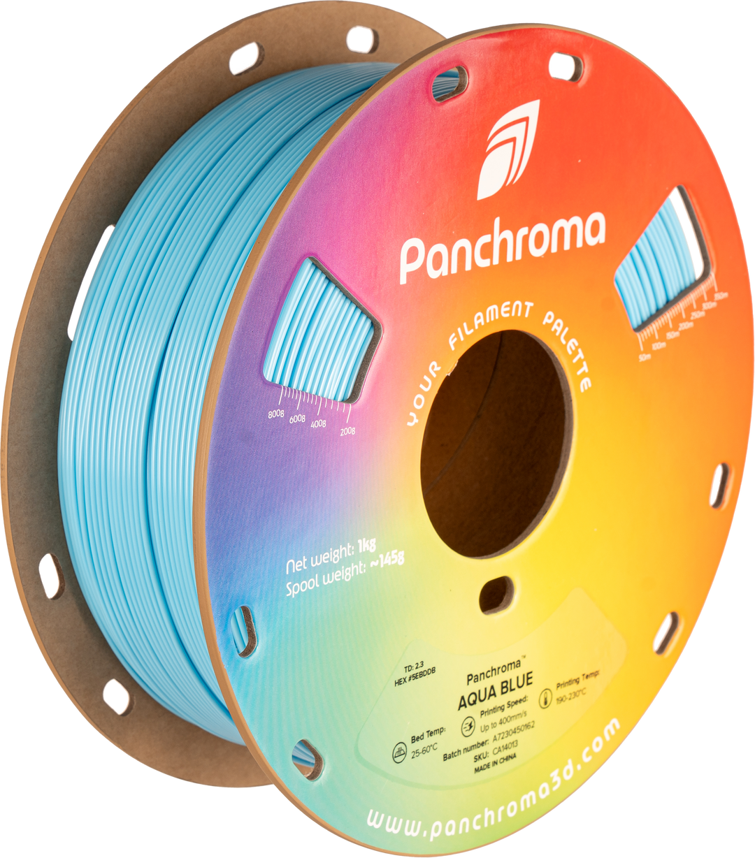 Panchroma CoPE 1.75mm 3D printer filament | Polymaker showing Spool weight: ~145g, AQUA BLUE