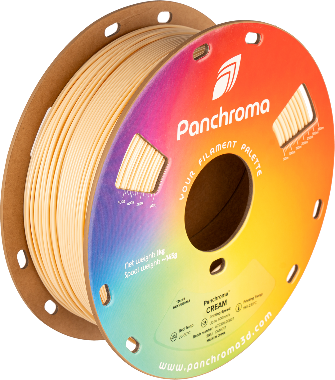 Panchroma CoPE 1.75mm 3D printer filament | Polymaker showing Spool weight: ~145g