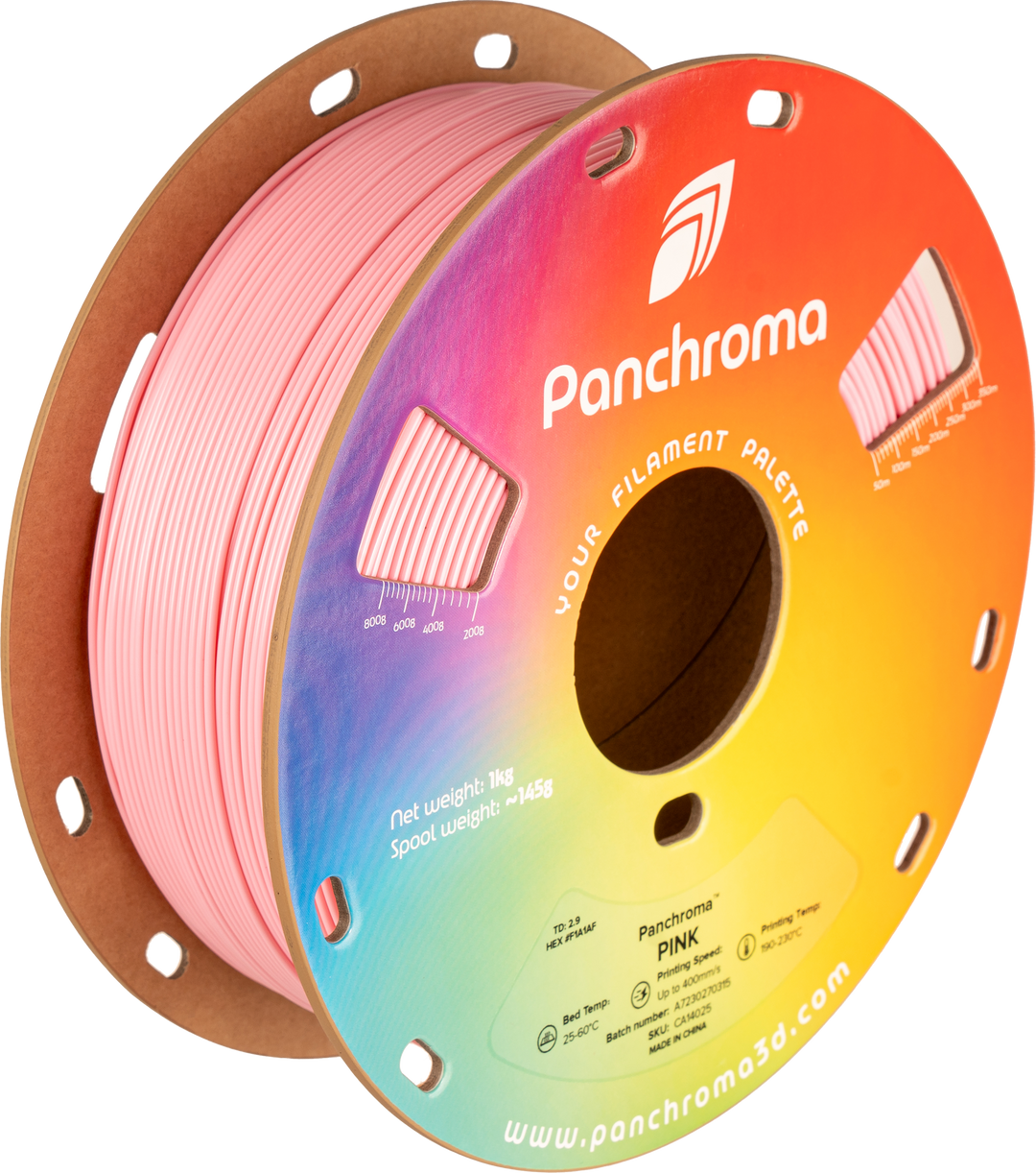 Panchroma CoPE 1.75mm 3D printer filament | Polymaker showing Spool weight: ~1458, PINK