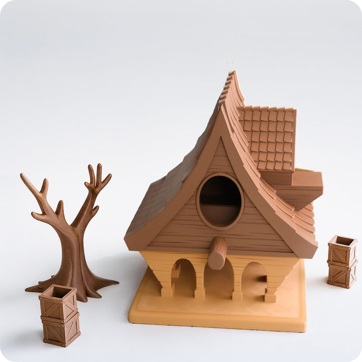 Casa, albero e accessori in miniatura stampati con filamento PLA