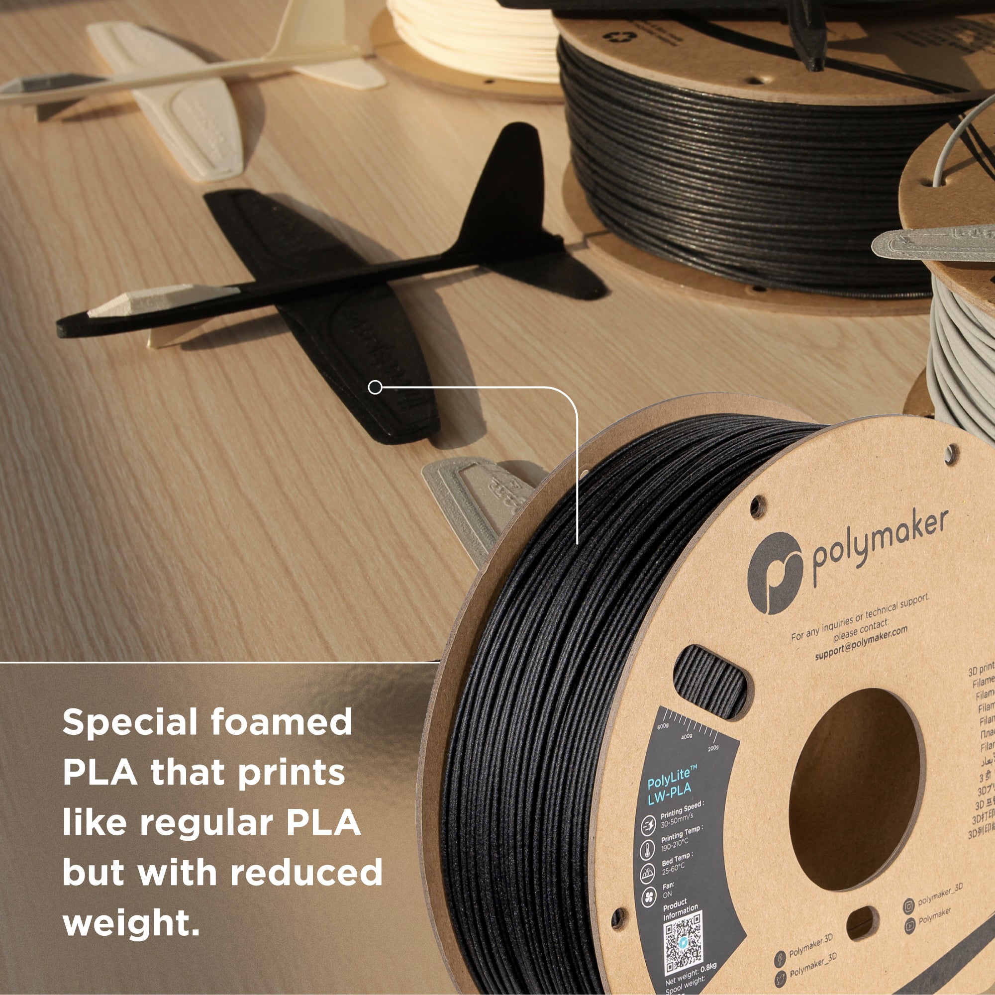 PolyLite LW-PLA — Lightweight Foaming PLA | Polymaker