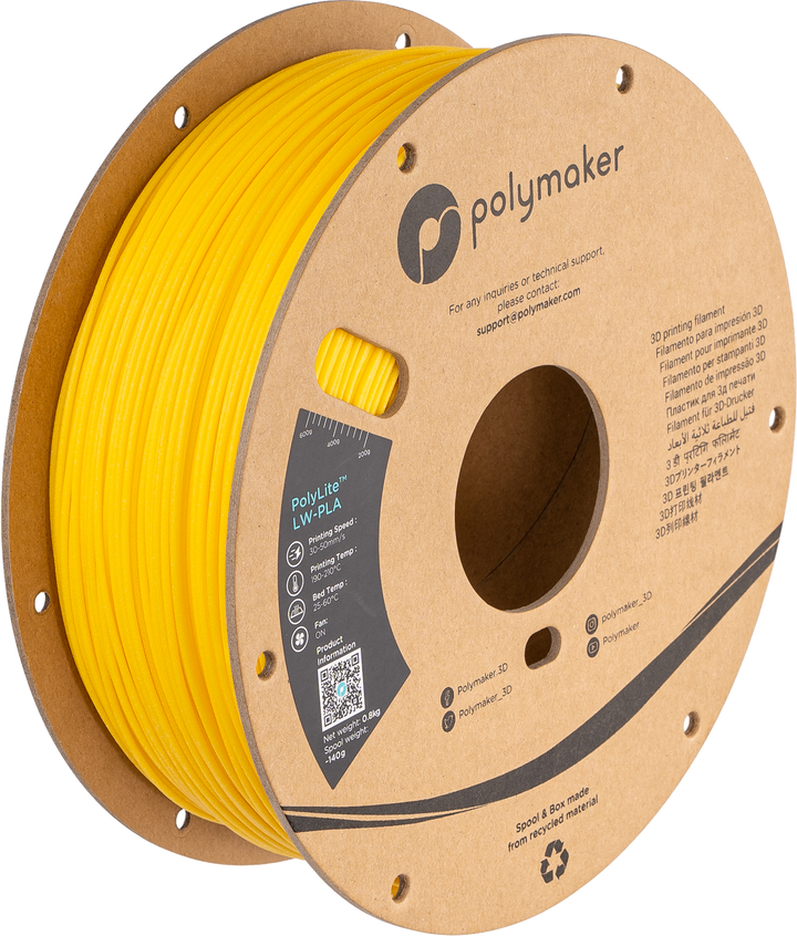 PolyLite™ LW-PLA — Bright Yellow / 0.8kg